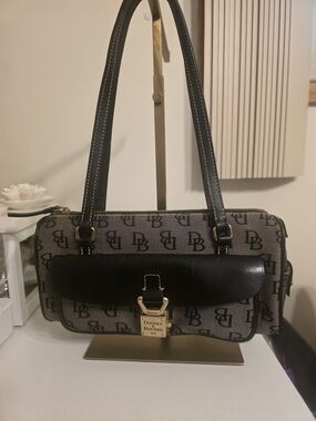 Dooney & Bourke Black and Grey Signature Shoulder Bag
